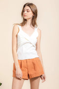 White Front Twist Woven Top - Heritage - Boutique.com