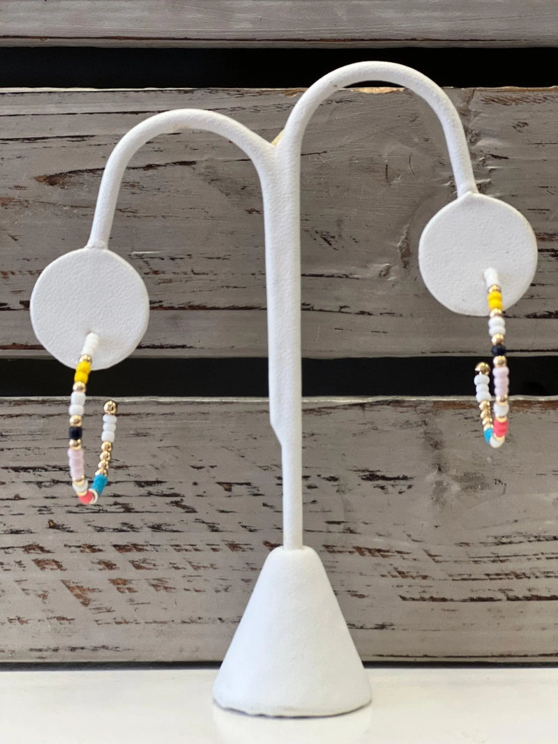 White Multi Beaded Hoop - Heritage-Boutique.com