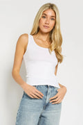 White Ribbed Scoop Neck Tank Top - Heritage - Boutique.com