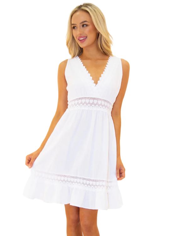 White Sundress/Cover Up with Crochet Hearts