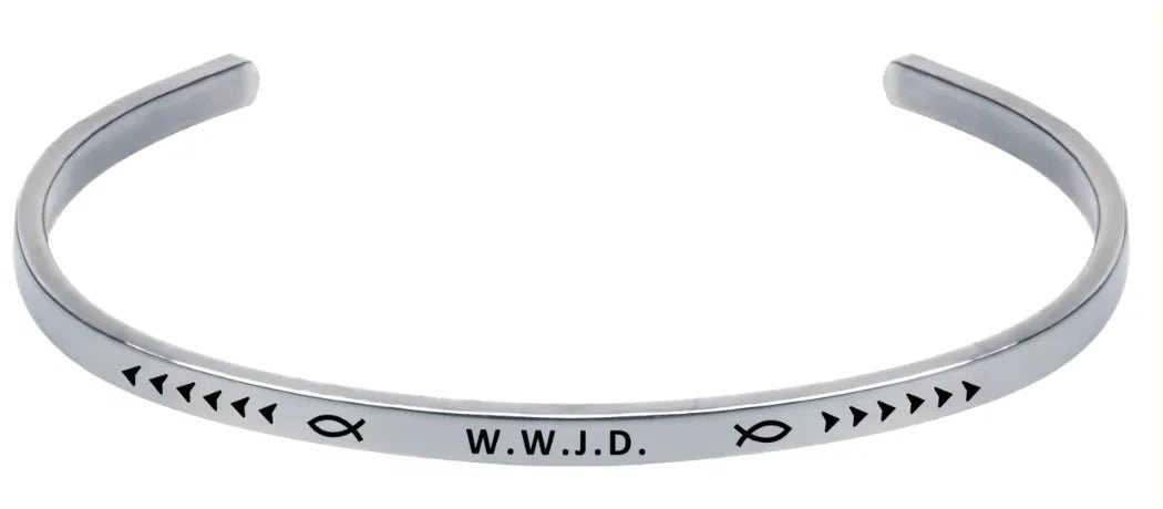 Wind and Fire Silver "WWJD" Cuff Bracelet - Heritage - Boutique.com