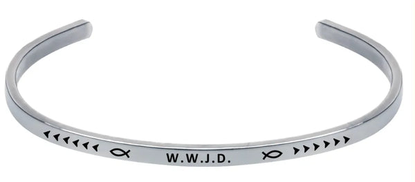 Wind and Fire Silver "WWJD" Cuff Bracelet - Heritage-Boutique.com