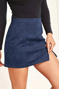 WOMENS HIGH WAIST FAUX SUEDE ZIPPER MINI SKIRT_CWBSS0077 - Heritage - Boutique.com